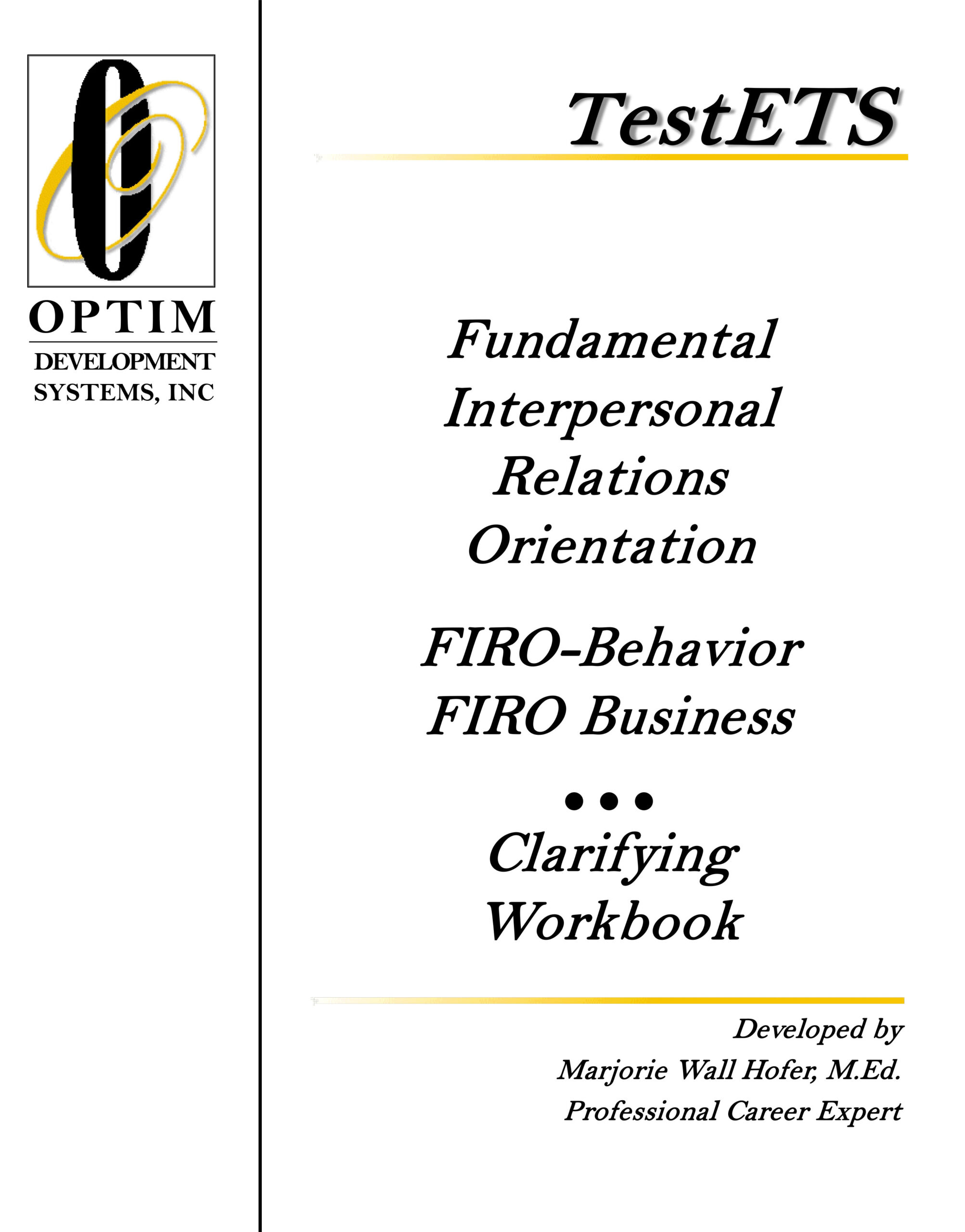 FIRO-B Clarification Workbook