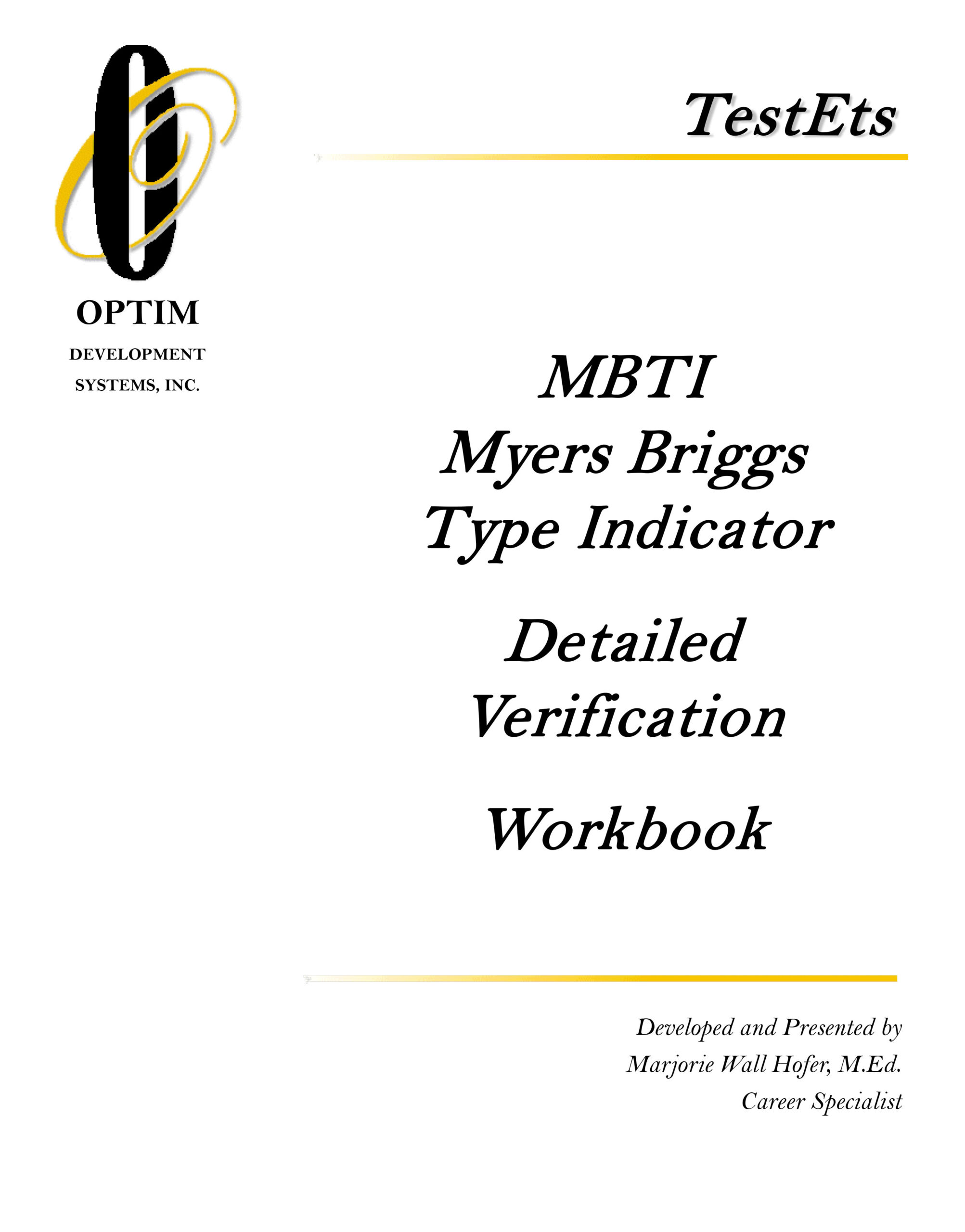 MBTI Verification Workbook